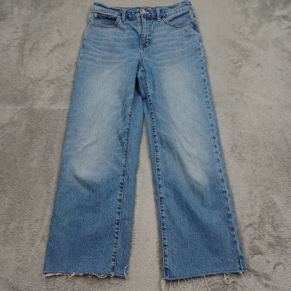 J Crew Jeans Womens 26 Blue Denim Slim Wide Leg High Rise Preppy Modern Casual